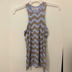 Fighting Eel Wavy line Lavender and Tan racer back tank top